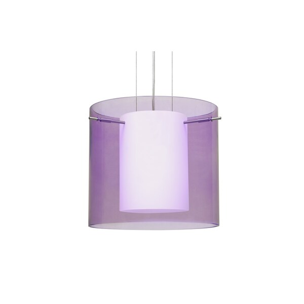 Besa Lighting Pahu 12 Cable Pendant, Trans. Amethyst/Opal, Satin Nickel Finish, 1x100W Incandescent 1KG-A18407-SN - main